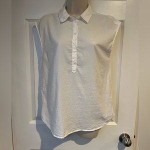 H‎ & M White Collar 5 Button Sown V Neckline Cotton Blouse Women’s Size 4